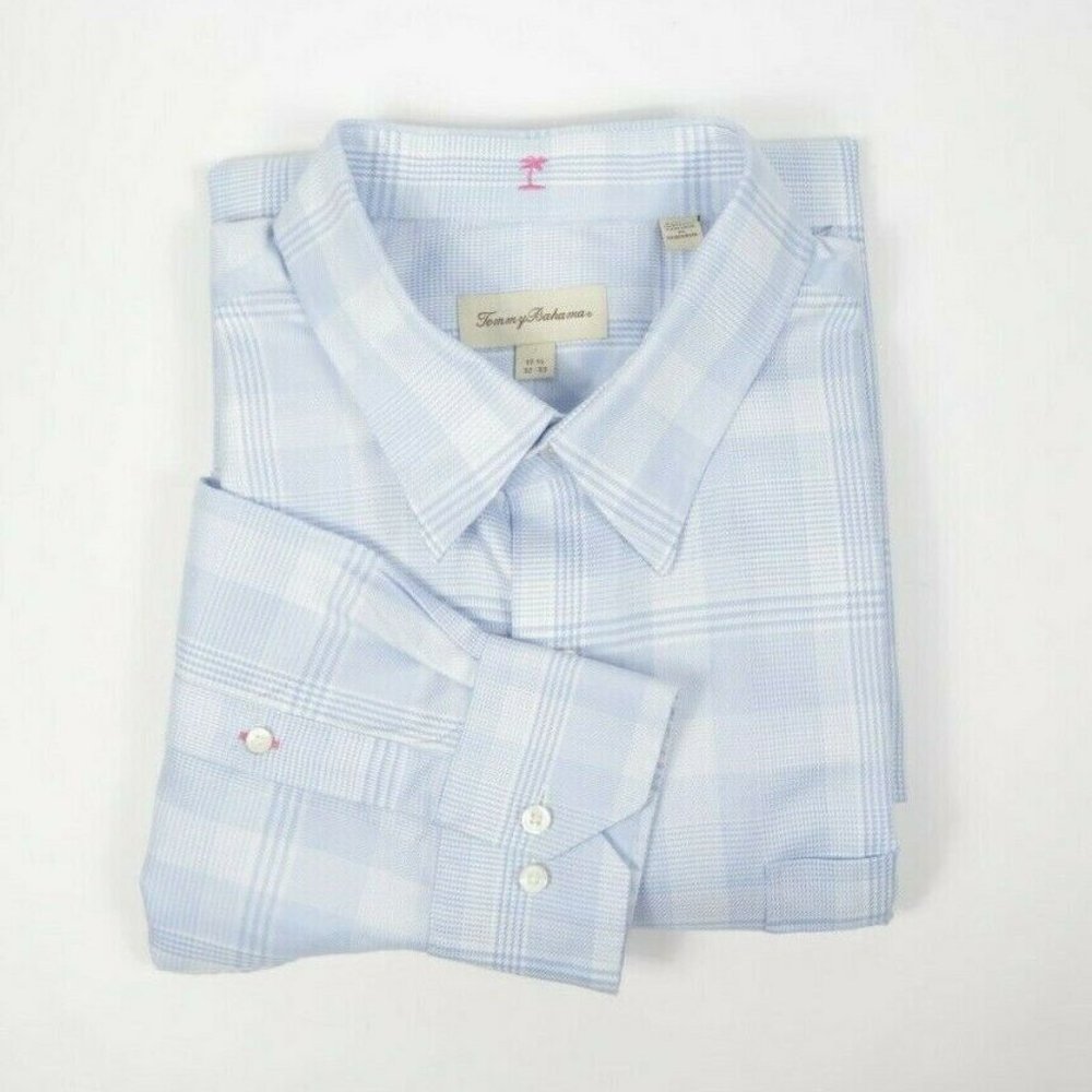 Mens Tommy Bahama Blue/White Check Button Front XL